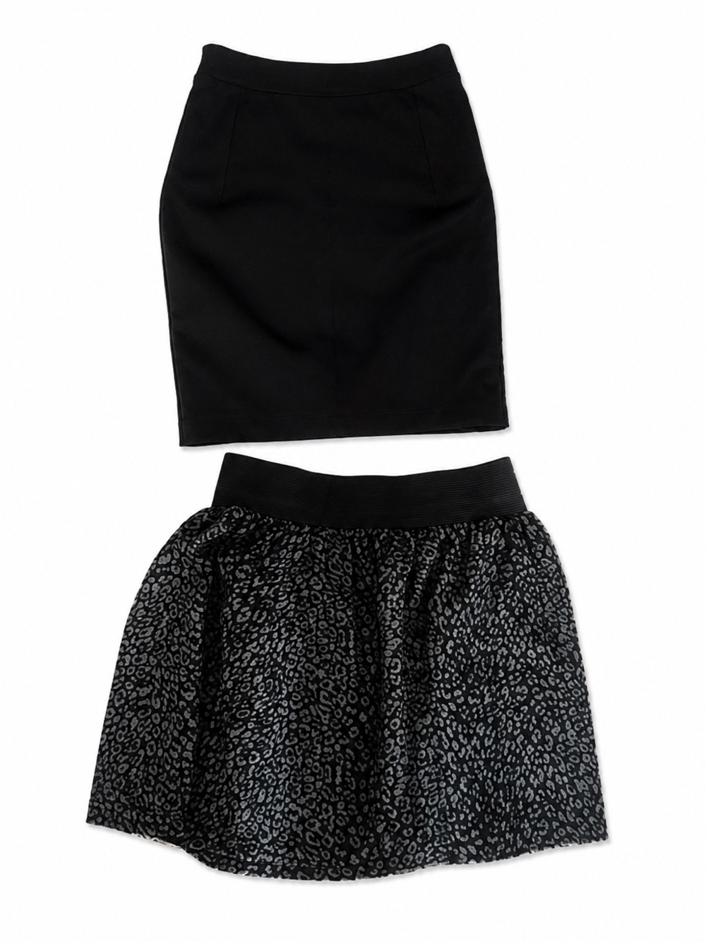 Chic Black and Gray Women's Skirt Set